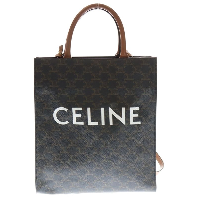 Celine Vertical Cabas Small Triomphe Logo PVC Leather 2WAY Hand Shoulder Bag