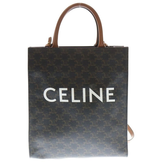 Celine Vertical Cabas Small Triomphe Logo PVC Leather 2WAY Hand Shoulder Bag