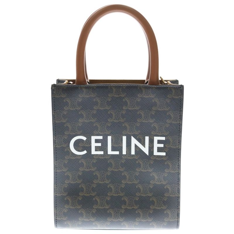 Celine Bertical Cabas Mini Triomphe Logo PVC Leather 2WAY Hand Shoulder Bag