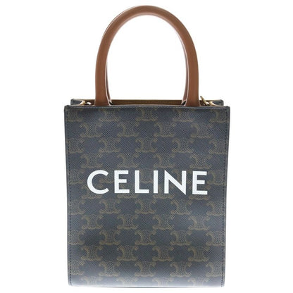 Celine Bertical Cabas Mini Triomphe Logo PVC Leather 2WAY Hand Shoulder Bag
