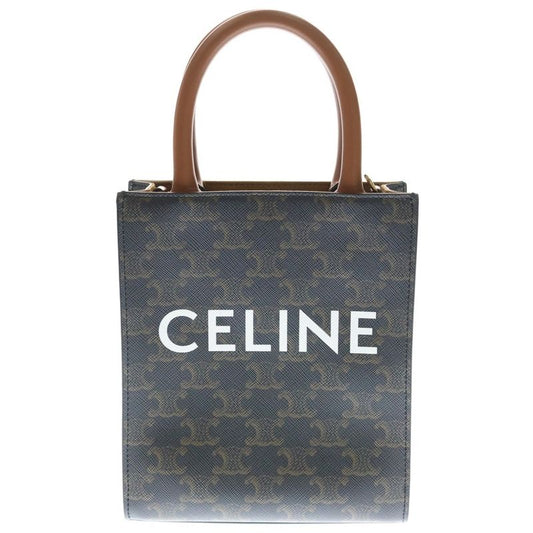 Celine Bertical Cabas Mini Triomphe Logo PVC Leather 2WAY Hand Shoulder Bag