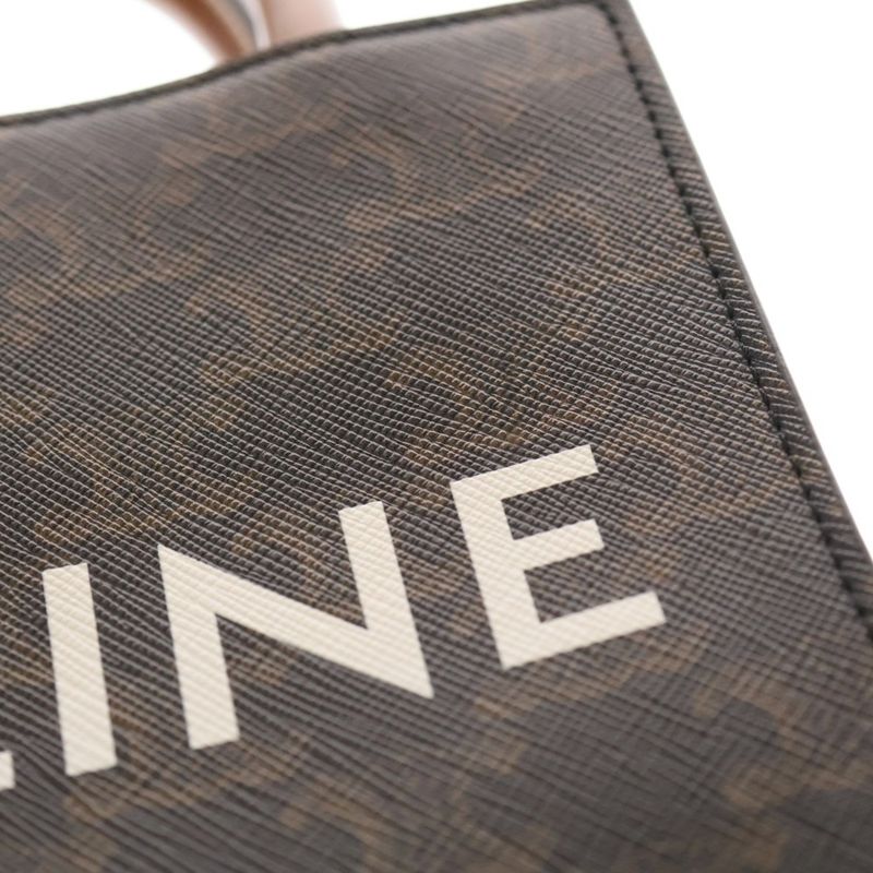 Celine Bertical Cabas Mini Triomphe Logo PVC Leather 2WAY Hand Shoulder Bag