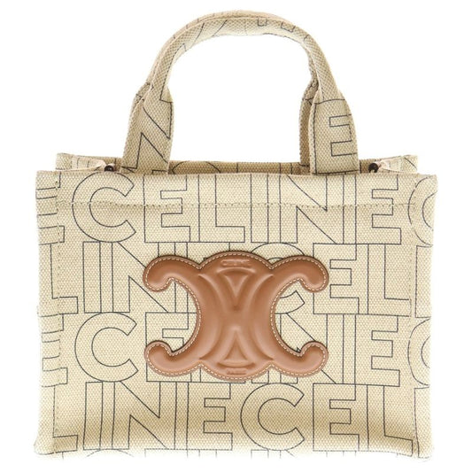 Celine Small Cabas Tice Triomphe Logo Canvas Leather 2WAY Hand Shoulder Bag