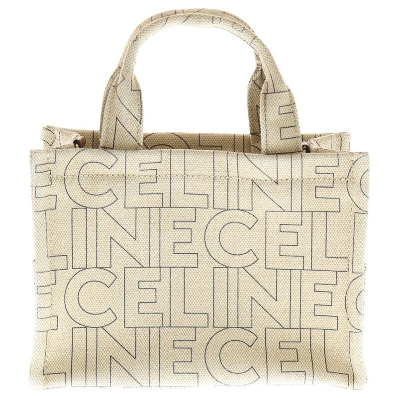 Celine Small Cabas Tice Triomphe Logo Canvas Leather 2WAY Hand Shoulder Bag
