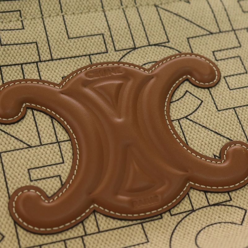 Celine Small Cabas Tice Triomphe Logo Canvas Leather 2WAY Hand Shoulder Bag