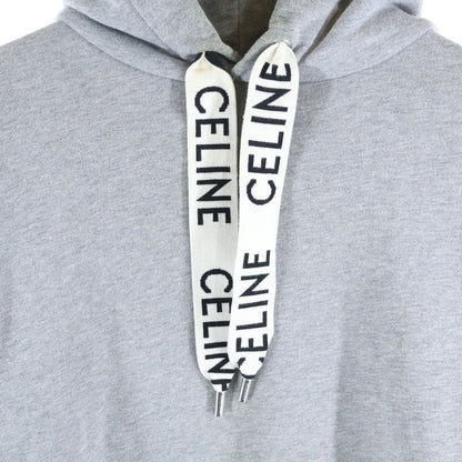Celine 21AW Loose Hoodie Drawcord Logo Jacquard Pullover Sweatshirt Hoodie Grey