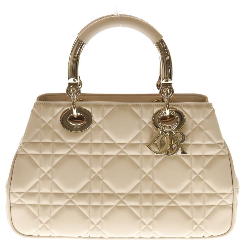 Christian Dior Lady 95.22 Medium Canage Lambskin Leather Hand Shoulder Bag Gold