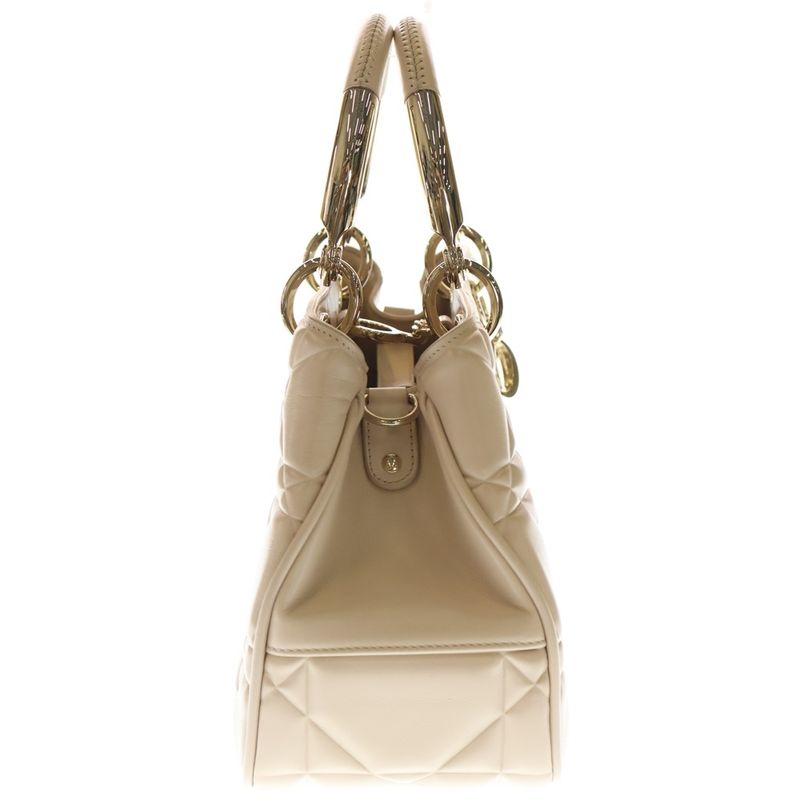 Christian Dior Lady 95.22 Medium Canage Lambskin Leather Hand Shoulder Bag Gold