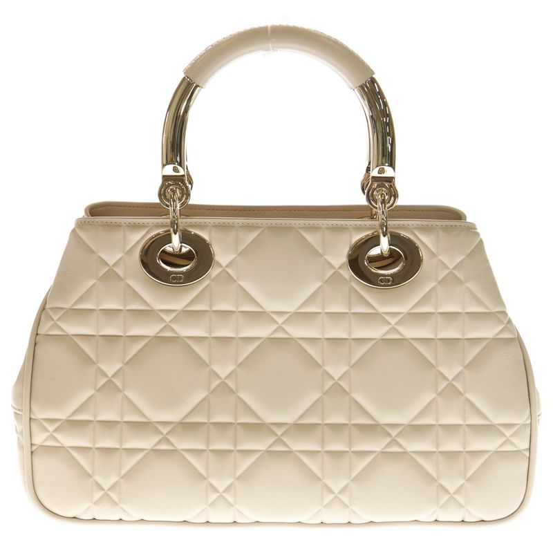 Christian Dior Lady 95.22 Medium Canage Lambskin Leather Hand Shoulder Bag Gold