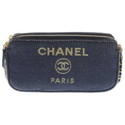 Chanel Deauville Mini Shoulder Bag Chain Bag Mini Bag Navy Denim Gold Hardware