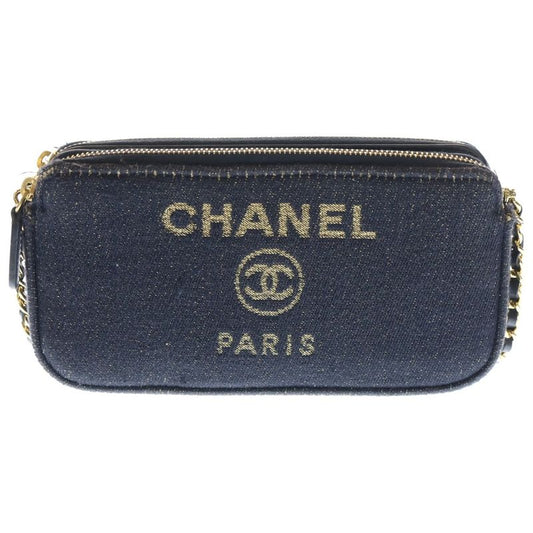 Chanel Deauville Mini Shoulder Bag Chain Bag Mini Bag Navy Denim Gold Hardware