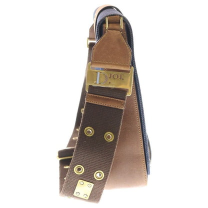 Christian Dior Street Chic Shoulder Bag Indigo Blue And Brown Leather X Denim