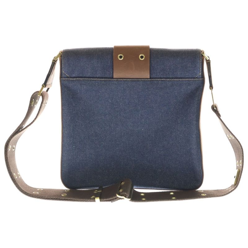 Christian Dior Street Chic Shoulder Bag Indigo Blue And Brown Leather X Denim