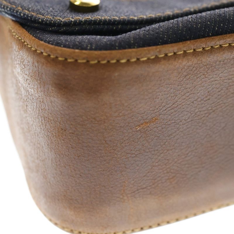 Christian Dior Street Chic Shoulder Bag Indigo Blue And Brown Leather X Denim