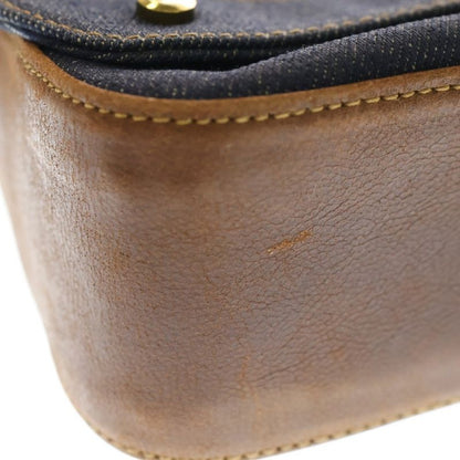 Christian Dior Street Chic Shoulder Bag Indigo Blue And Brown Leather X Denim