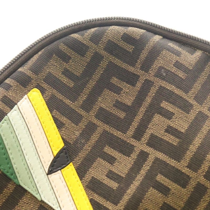 Fendi Monster Bugs Zucca Coated Canvas Backpack Sac Brown And Black 8bz040