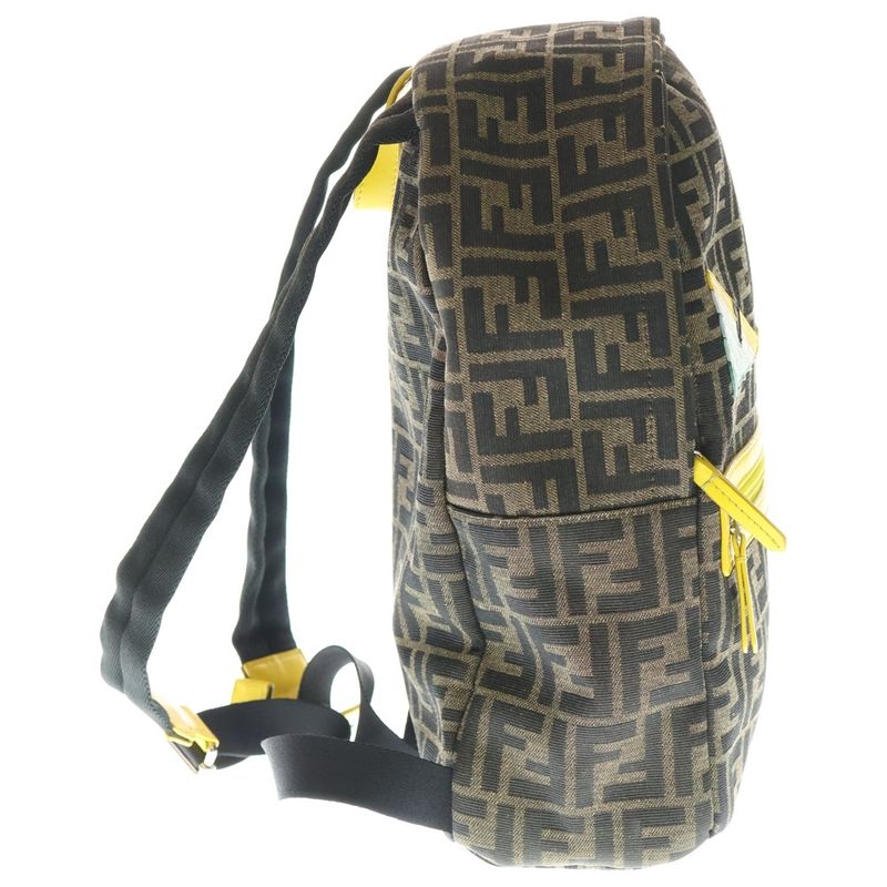Fendi Monster Bugs Zucca Coated Canvas Backpack Sac Brown And Black 8bz040