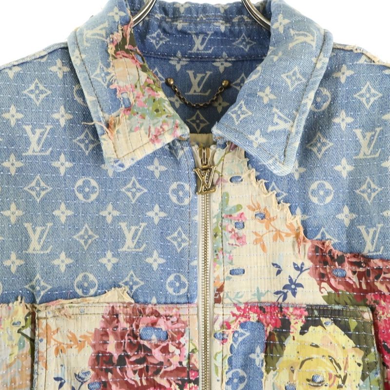 Louis Vuitton 22AW Monogram Flower Design Destroy Workwear Denim Jacket Indigo