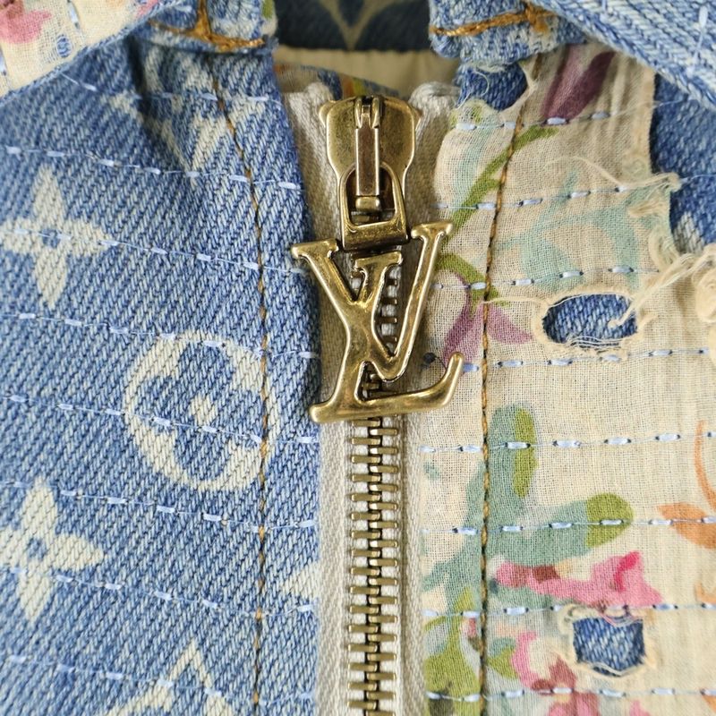 Louis Vuitton 22AW Monogram Flower Design Destroy Workwear Denim Jacket Indigo