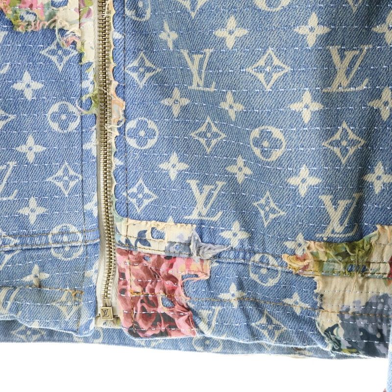 Louis Vuitton 22AW Monogram Flower Design Destroy Workwear Denim Jacket Indigo