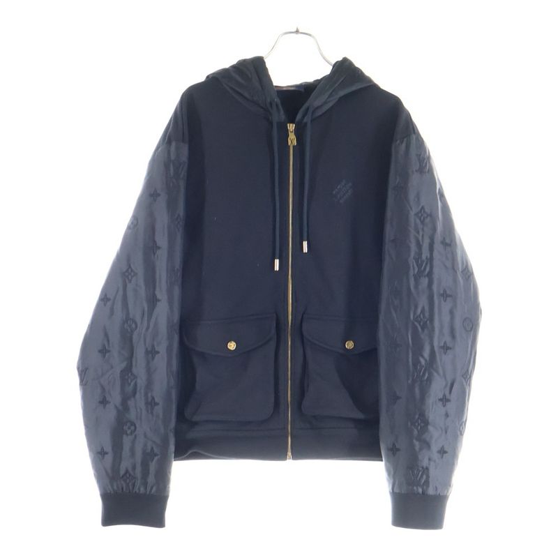 Louis Vuitton 24SS Monogram Switched Zip-up Hoodie Black Rm241 FWC Hqy68w