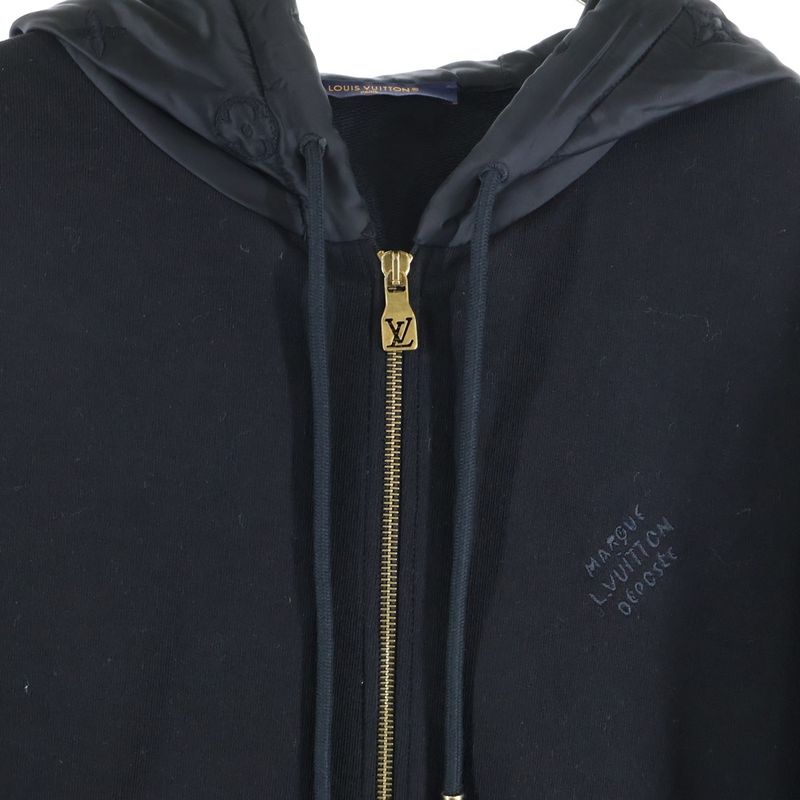 Louis Vuitton 24SS Monogram Switched Zip-up Hoodie Black Rm241 FWC Hqy68w