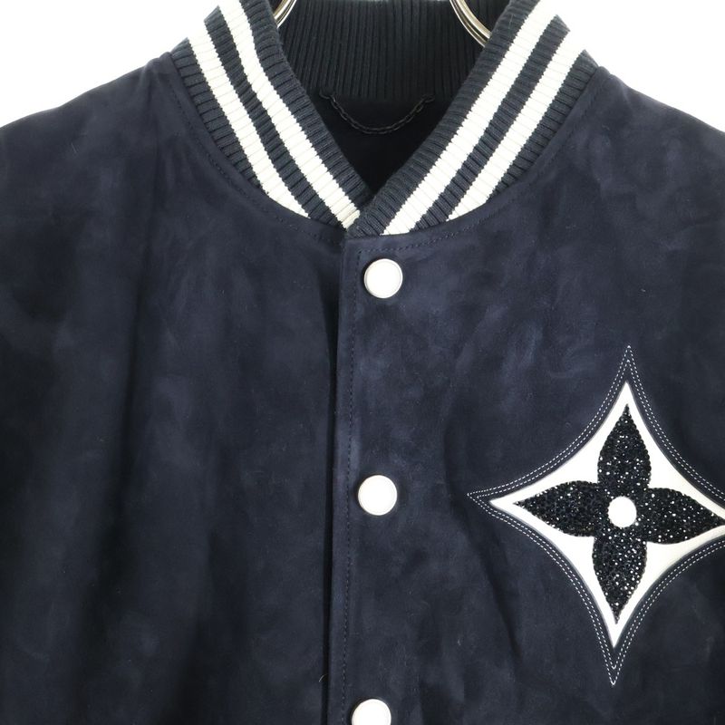 Louis Vuitton 24AW Embellished Dramskin Bomber Blouson Rm242 JJS Hrl71e Black