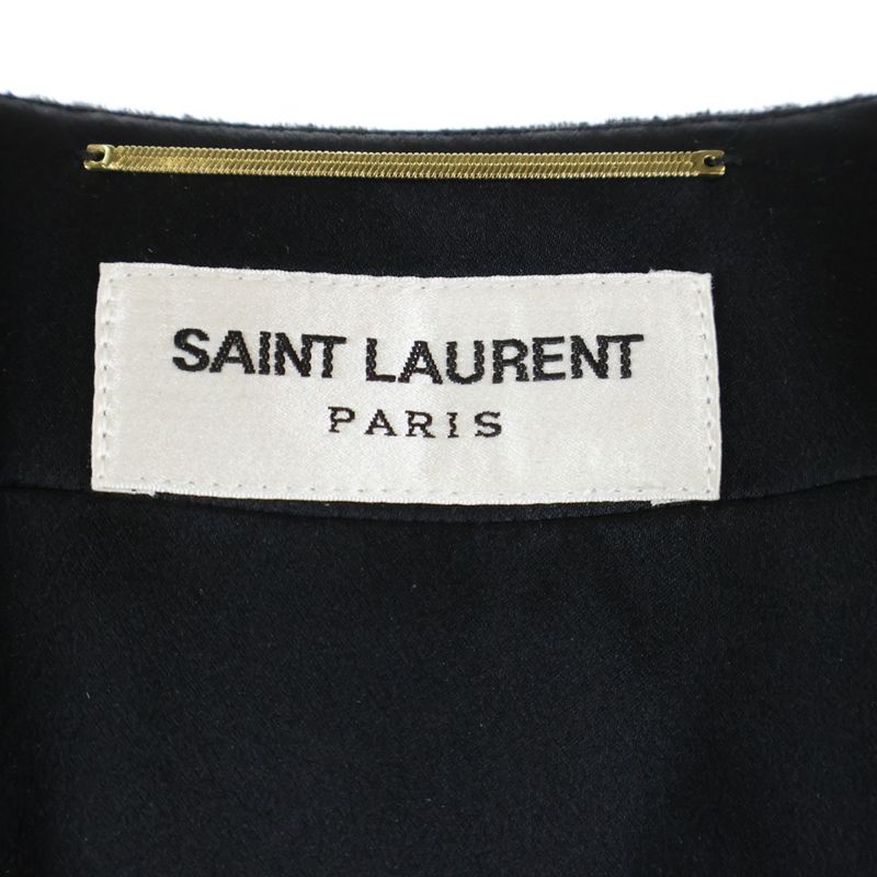 Saint Laurent Paris Velour Velvet Gold Button V-neck Lace Switch Half Sleeve