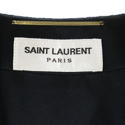 Saint Laurent Paris Velour Velvet Gold Button V-neck Lace Switch Half Sleeve