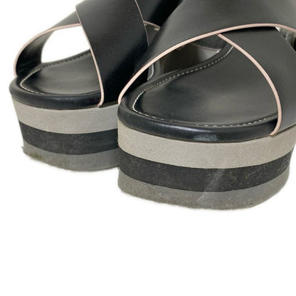 Fendi Sandals 36 Women - Black Cross Strap Wedge Sole Leather