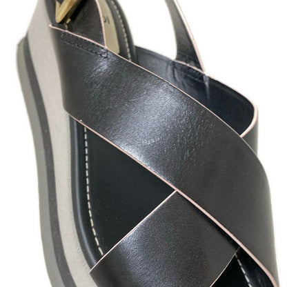 Fendi Sandals 36 Women - Black Cross Strap Wedge Sole Leather