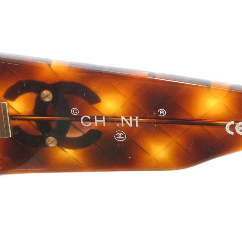 Chanel Matelasse Coco Mark Sunglasses Eyewear With Tortoiseshell Pattern Brown