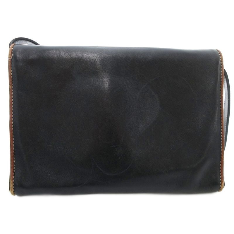 Celine Shoulder Bag Clutch Bag 2WAY Flap Leather Black AE