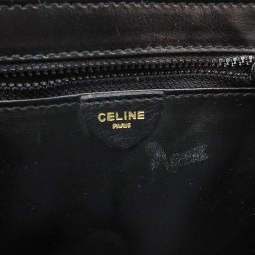 Celine Shoulder Bag Clutch Bag 2WAY Flap Leather Black AE