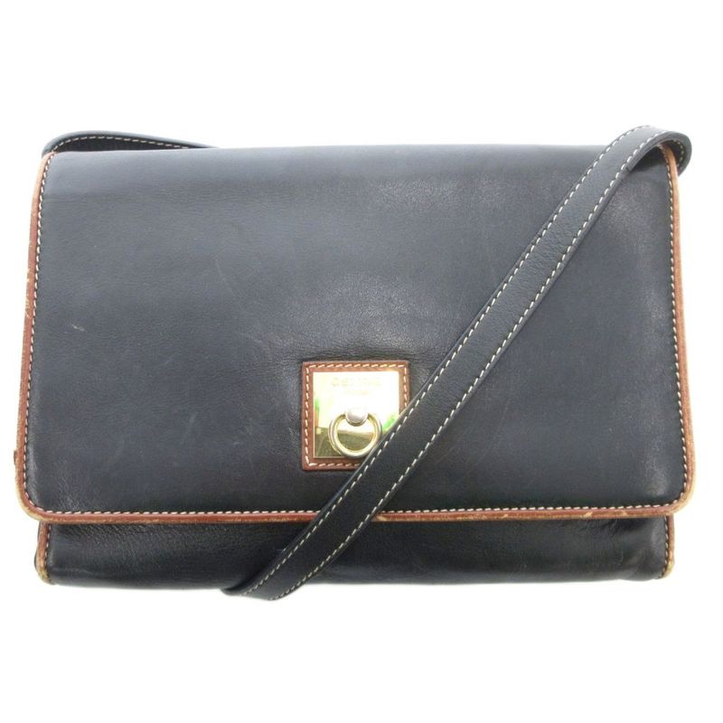 Celine Shoulder Bag Clutch Bag 2WAY Flap Leather Black AE