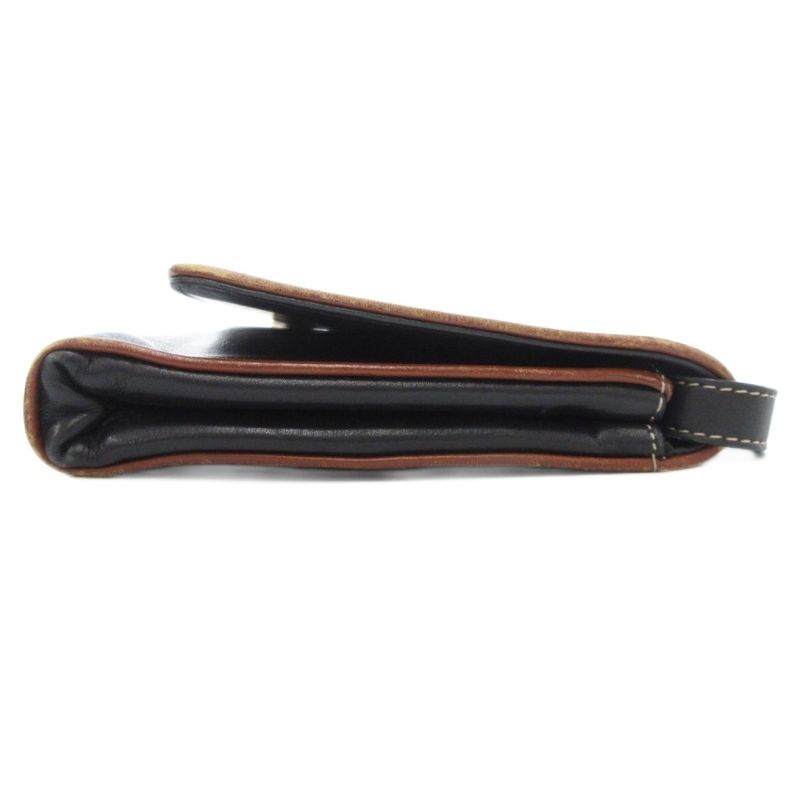 Celine Shoulder Bag Clutch Bag 2WAY Flap Leather Black AE