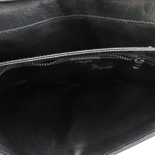 Celine Shoulder Bag Clutch Bag 2WAY Flap Leather Black AE