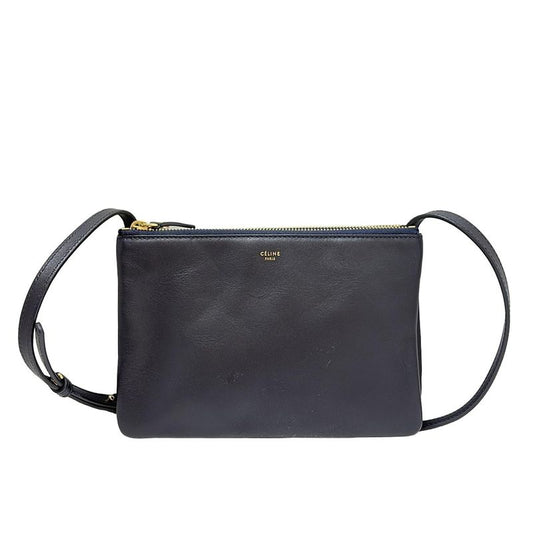 Celine Shoulder Bag Trio Dark Navy Leather