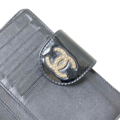 Chanel Bifold Wallet Matelasse Black Coco Mark Silver Hardware Round Zipper