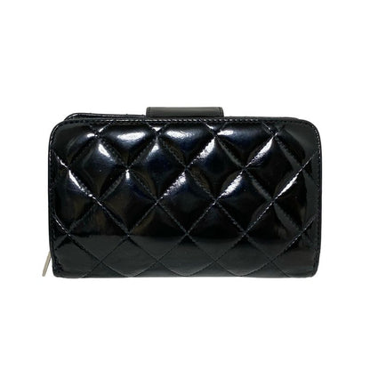 Chanel Bifold Wallet Matelasse Black Coco Mark Silver Hardware Round Zipper