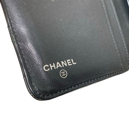 Chanel Bifold Wallet Matelasse Black Coco Mark Silver Hardware Round Zipper
