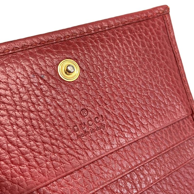 Gucci Bifold Wallet GG Marmont 456126 Red Leather