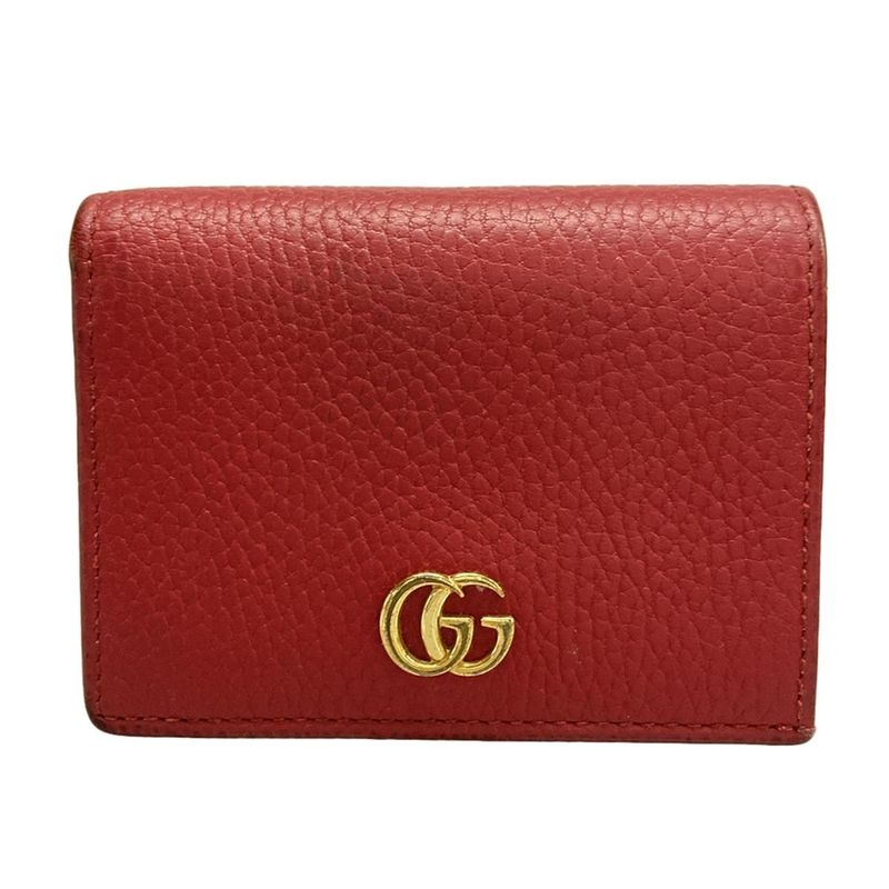 Gucci Bifold Wallet GG Marmont 456126 Red Leather