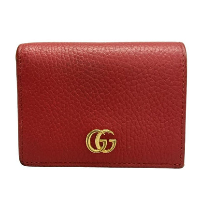 Gucci Bifold Wallet GG Marmont 456126 Red Leather