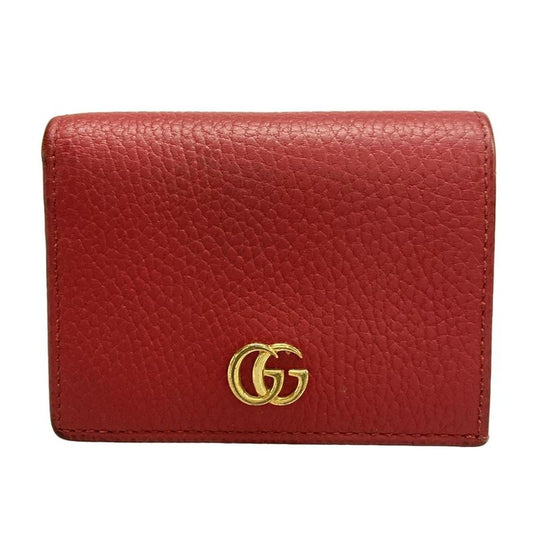 Gucci Bifold Wallet GG Marmont 456126 Red Leather