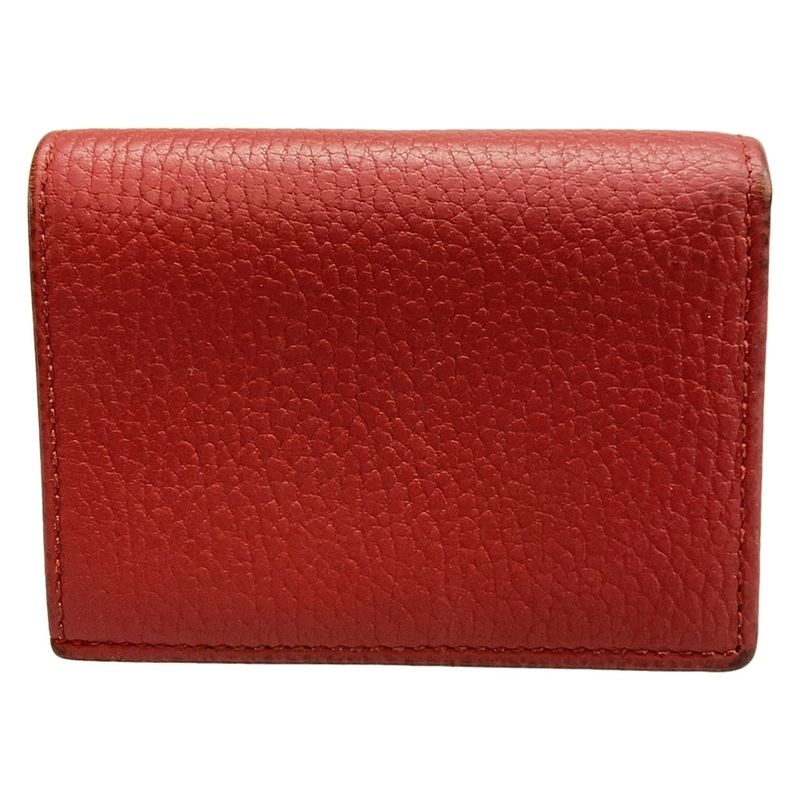 Gucci Bifold Wallet GG Marmont 456126 Red Leather
