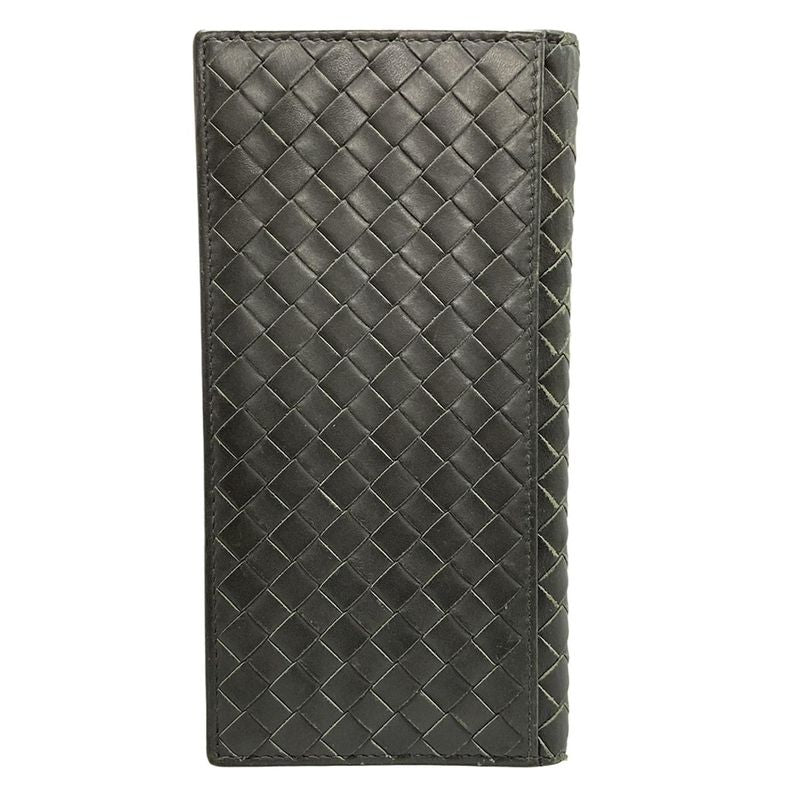 Bottega Veneta Wallet Intrecciato Dark Gray Leather