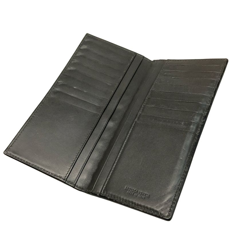Bottega Veneta Wallet Intrecciato Dark Gray Leather