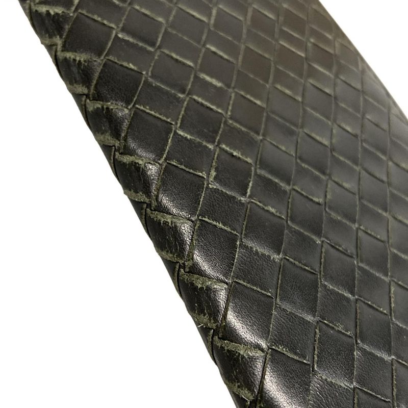 Bottega Veneta Wallet Intrecciato Dark Gray Leather