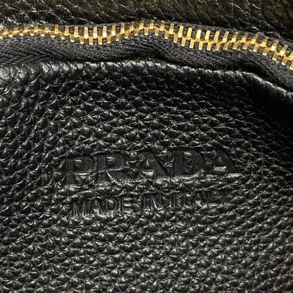 Prada Small Leather Tote Bag 1bg390 Black Perforated Logo Leather